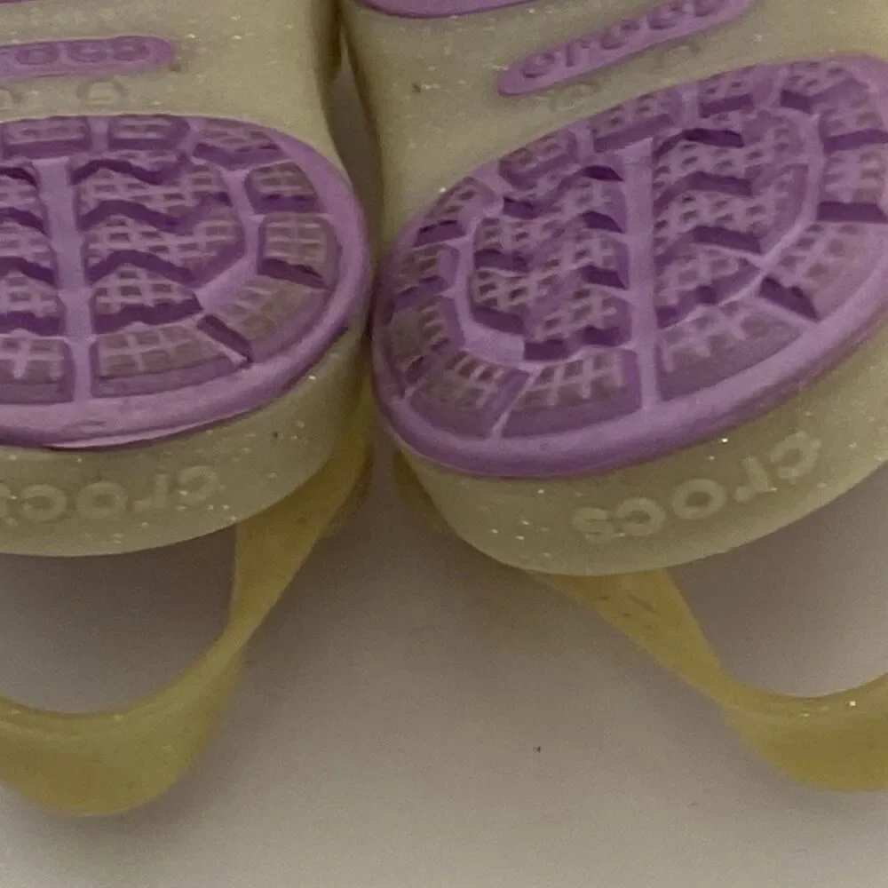 Crocs Girls Cream‎ Purple Isabella Glitter Jelly Comfort Sandals Size 5